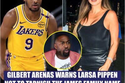​Gilbert Arenas has issued a stern warning to Larsa Pippen: “Stay away from Bronny James.” The former NBA All-Star didn’t mince words, expressing concern over the potential implications of any association between Pippen and LeBron James’ son. Arenas emphasized the importance of protecting Bronny’s budding career and reputation, suggesting that any involvement with Pippen could lead to unnecessary distractions. This unexpected admonition has sparked widespread discussion, with fans and commentators alike weighing in on the situation. The internet is buzzing, and the story continues to unfold.