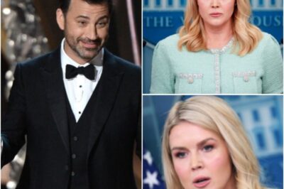 THIS JUST HAPPENED: Jimmy Kimmel CROSSES the Line in Shocking Live TV Moment—Instantly Regrets It After Karoline Leavitt’s Epic Response! A playful exchange suddenly spiraled out of control when Kimmel made an unexpected remark, sparking immediate backlash and leaving him visibly stunned. Karoline’s sharp comeback silenced the room, leaving everyone speechless. What exactly did she say to leave Kimmel scrambling?