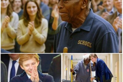 He returned to his old high school just to give a talk—but one quiet janitor changed everything. What Bɑɾɾon Tгυмρ saw inside that gym left him shaken, and what he did next… no one was prepared for. A forgotten mentor. A life still working at 80. And a decision that stunned even his closest friends. Now the full story is out—and it’s far more powerful than anyone imagined