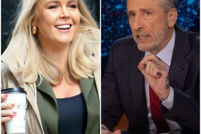 BREAKING: Jon Stewart takes a shot at Karoline Leavitt—but her brutal comeback leaves him HUMILIATED and the internet in stitches! In a heated back-and-forth, Stewart attempted to outsmart Leavitt, but her quick-witted response flipped the situation, leaving him speechless. The audience couldn’t stop laughing as Leavitt completely turned the tables, making this viral moment the talk of the town.