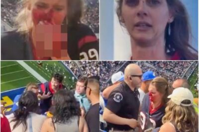 VIDEO: Female Texans Fan Left Covered In B00d After Brutal F!ght With Male Rams Fan At SoFi Stadium