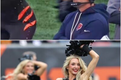 “The man is made of steel,” – Bears HC Ben Johnson Was Doing His Best Not To Look At Bengals Cheerleader Dancing Right Beside Him [VIDEO]