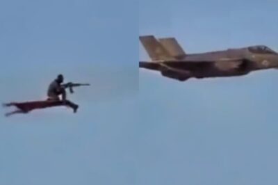Social Media Erupts Over Footage Of Man On Flying Carpet Sh00ting Down U.S. F-35 Fighter Jet As W@r In Ir@n Rages On [VIDEO]